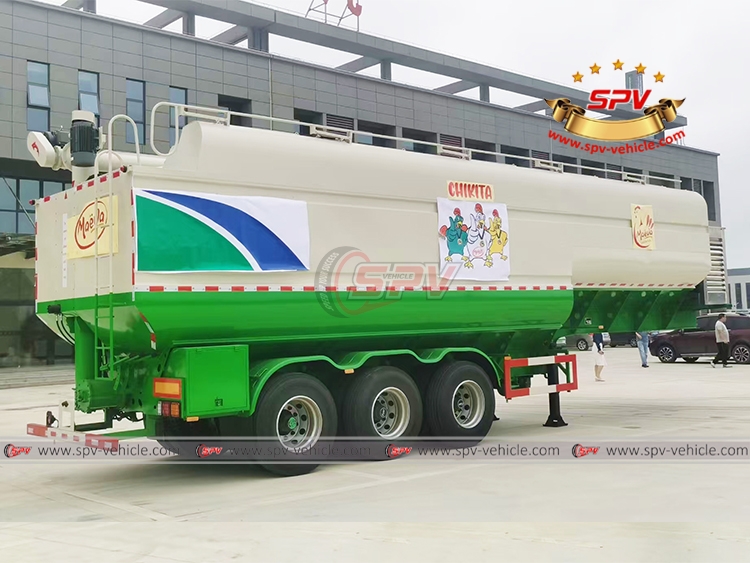 Bulk Feed Transport Semitrailer - Left Back Side View